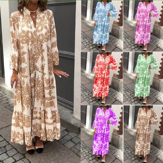 🌸Saisonales Kleid 50% Rabatt🌸Bohème bedrucktes Maxikleid